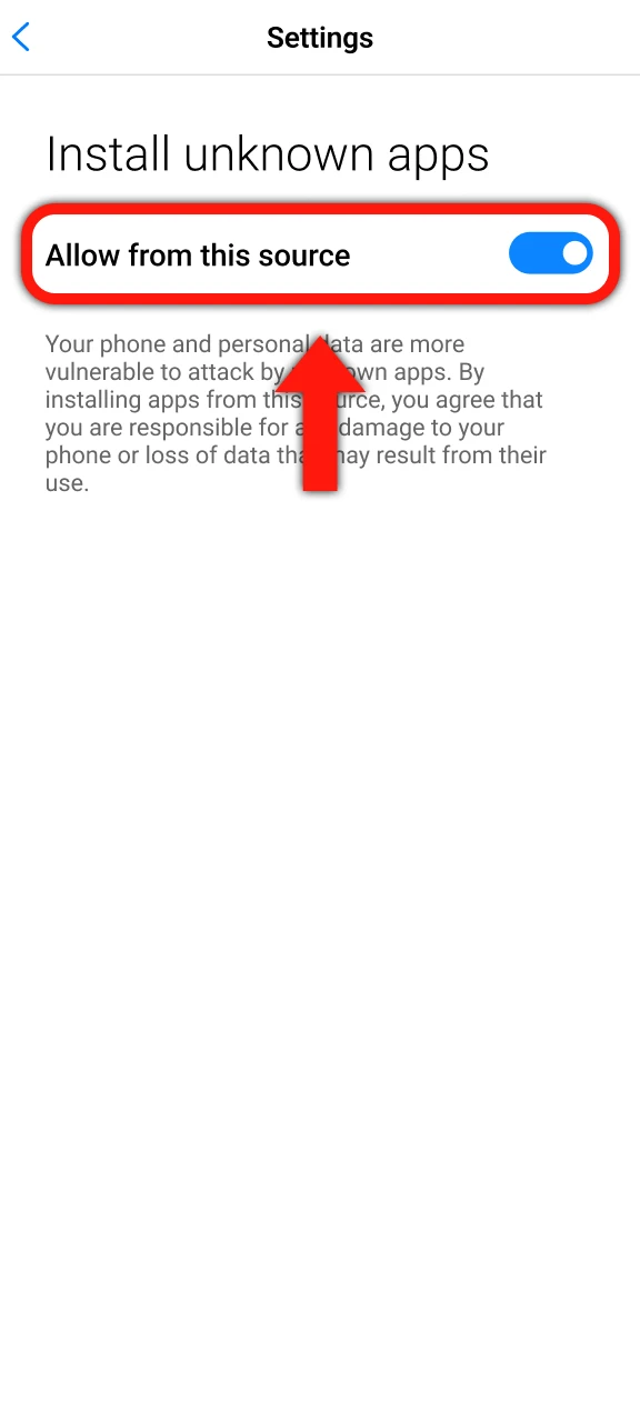 Adjust your Android settings to allow the installation of VeryWell.