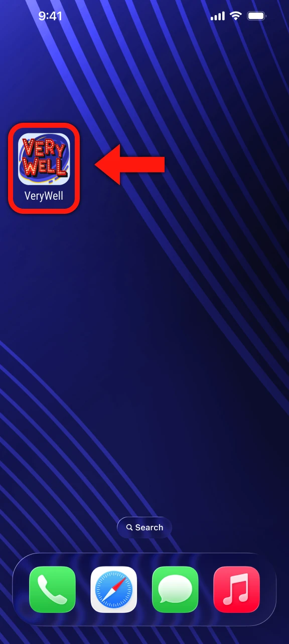 Open the installed VeryWell app using the newly created icon on your homescreen.