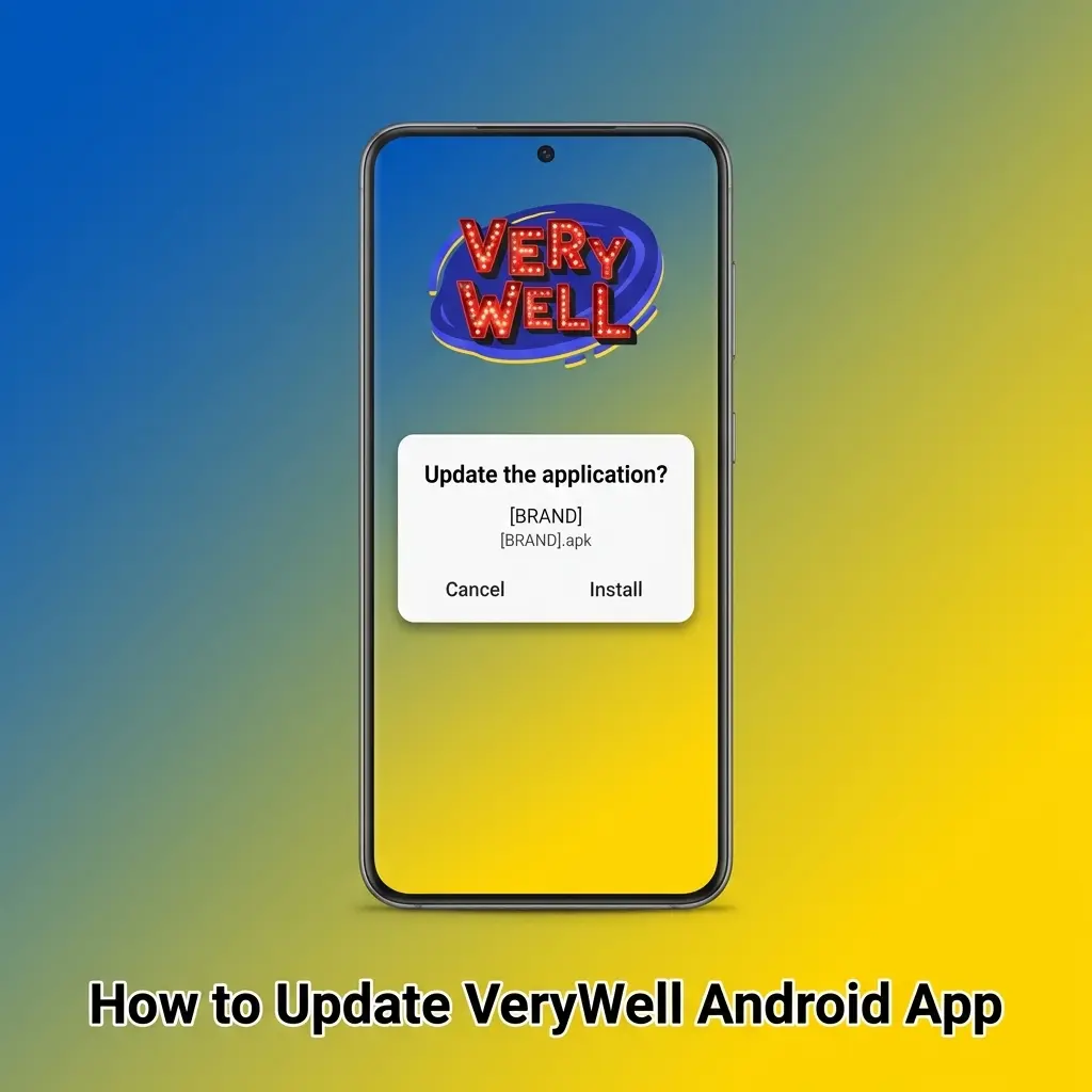 VeryWell Android app update screen showing APK download and installation steps for latest version