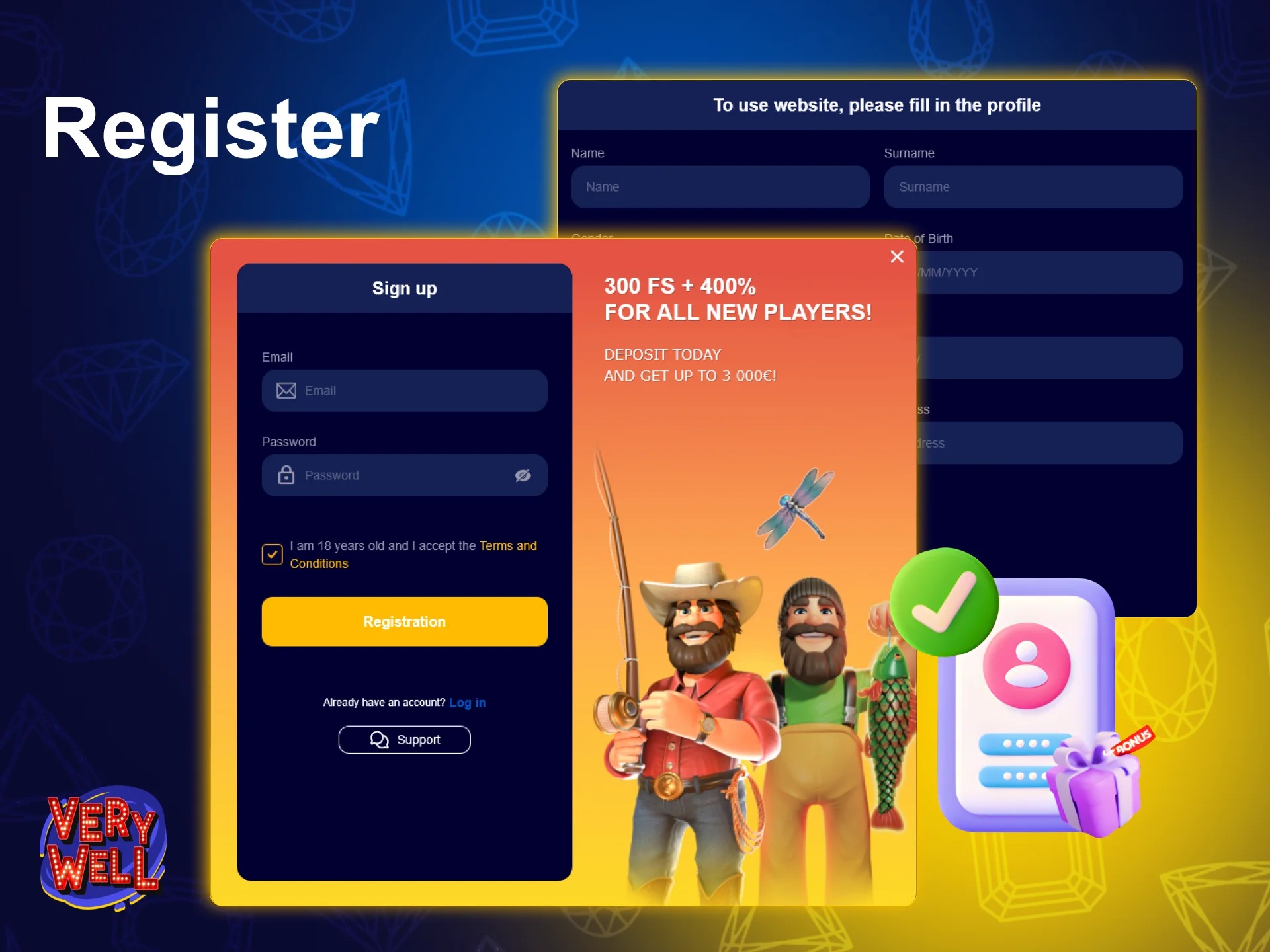 Register at VeryWell to start playing casino games online.