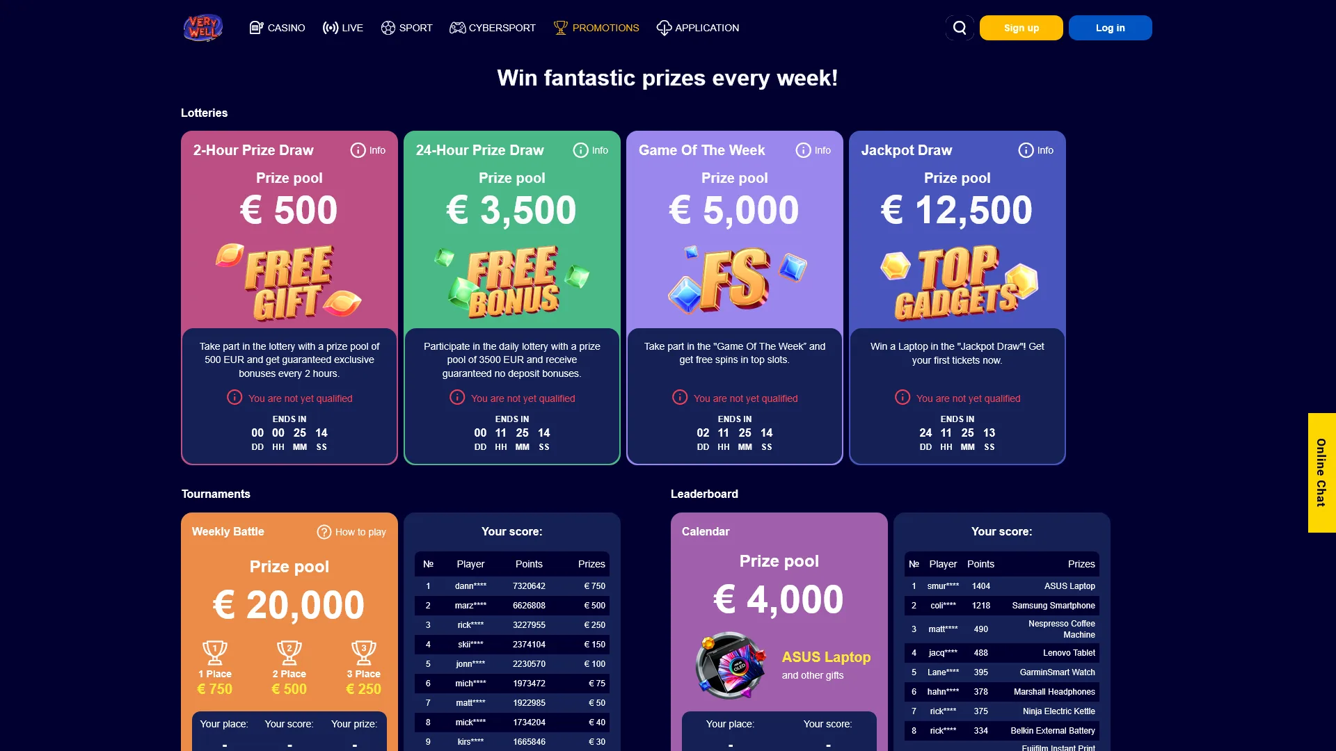 Activate exciting promotions on the VeryWell platform to boost your playing balance.