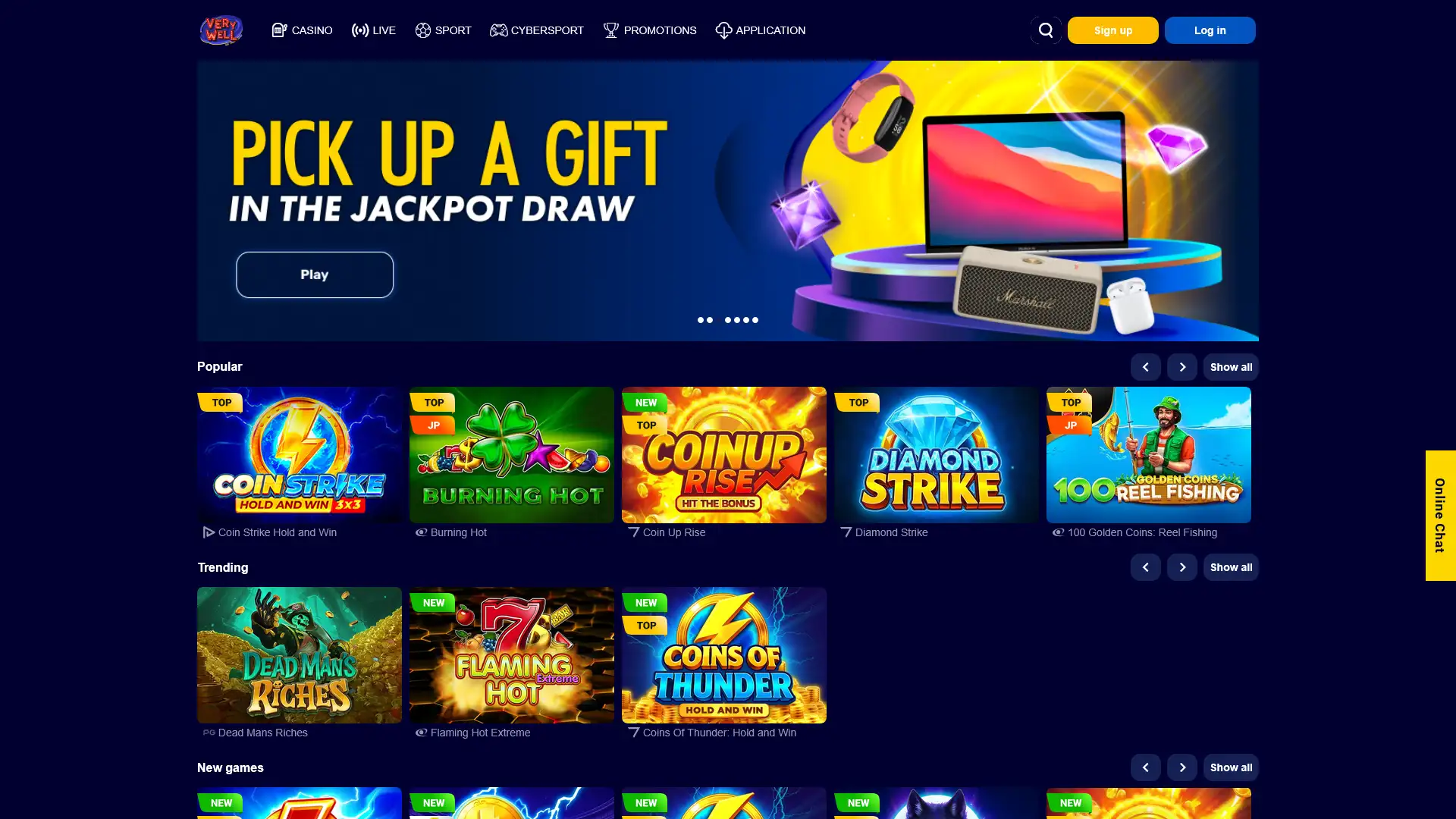 Register on the VeryWell homepage to start your thrilling sports betting and online casino adventure.
