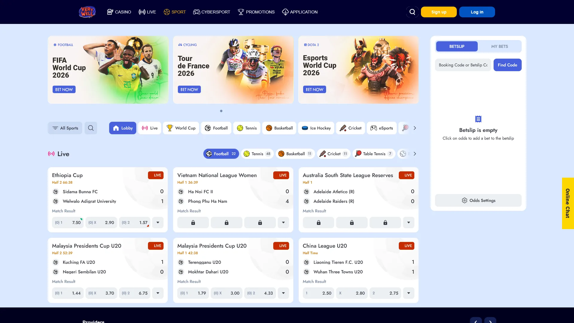 Bet on your beloved sports events at VeryWell and secure winning odds.