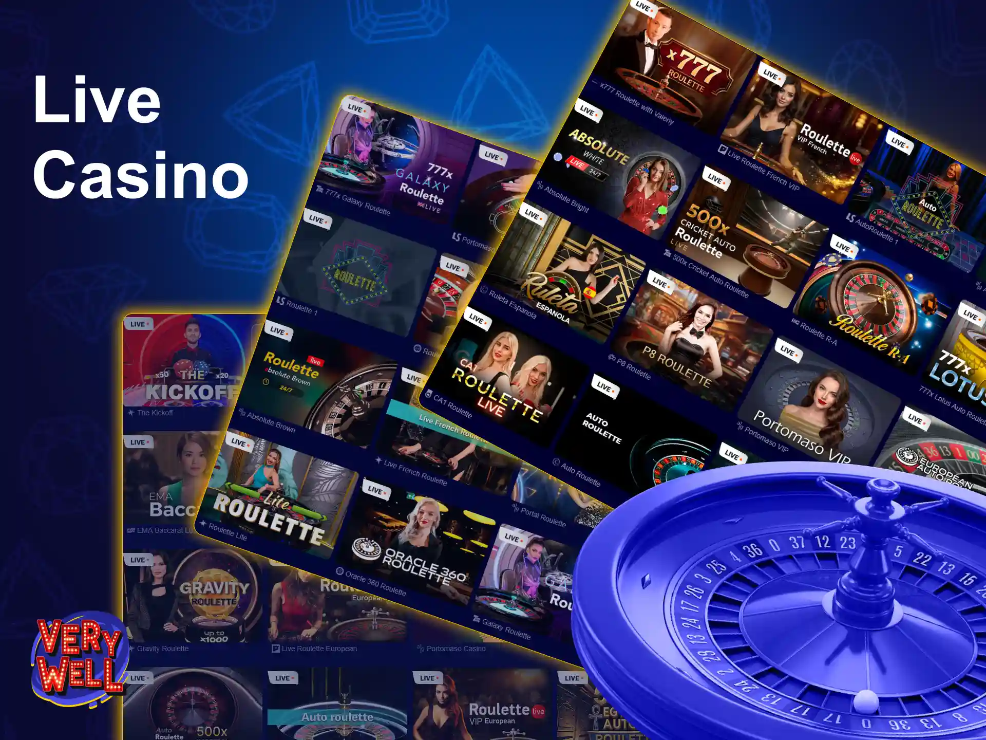 Play thrilling live casino games with real dealers at VeryWell.