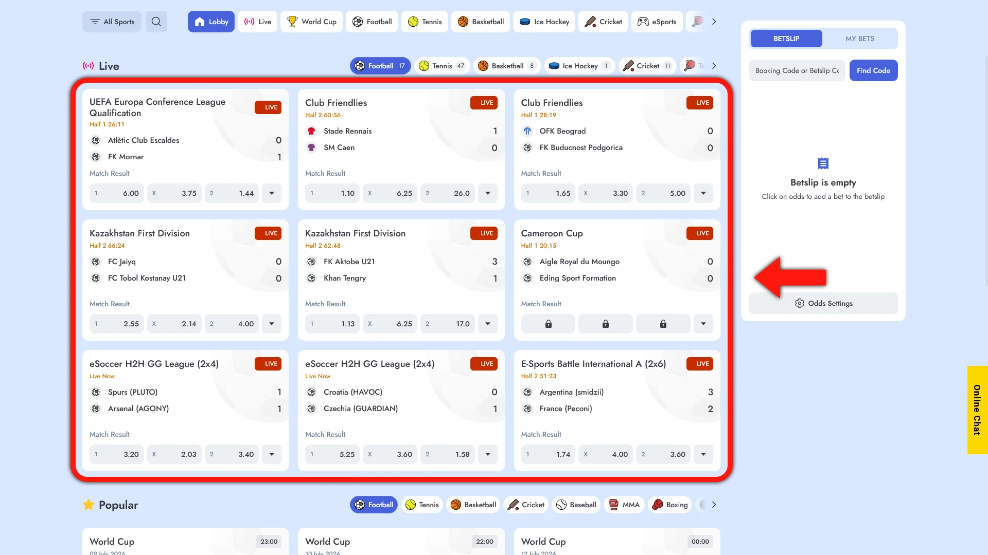 Select your preferred betting market on the official VeryWell platform.