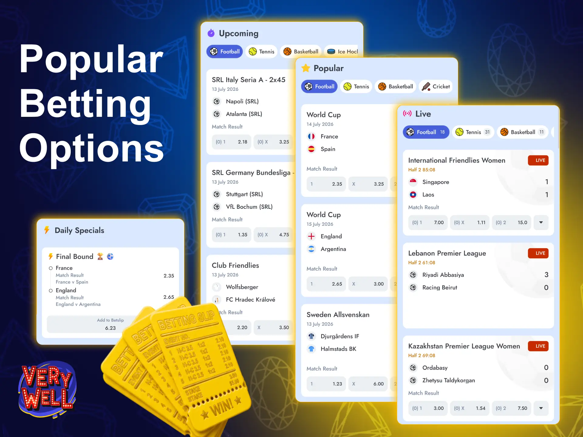 Discover the popular sports betting options offered by VeryWell.