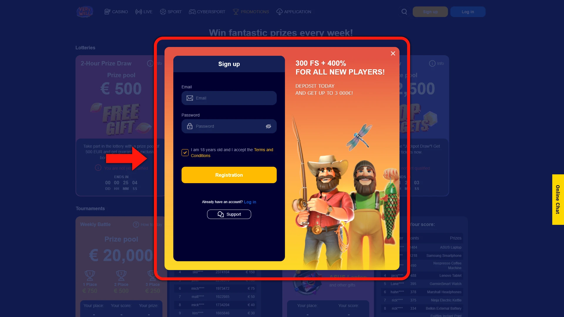 Choose your registration method to create a VeryWell account.