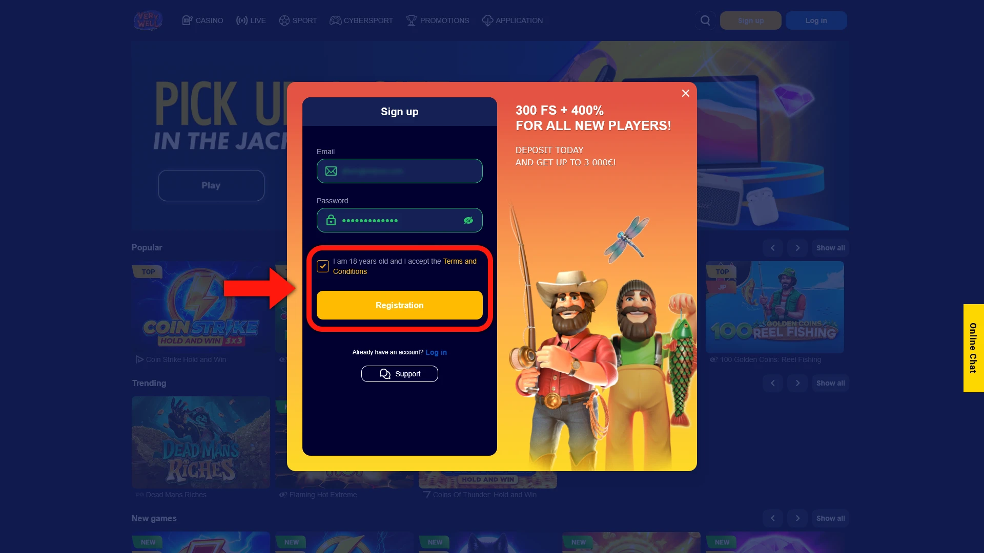 Confirm your account and start playing games at VeryWell.