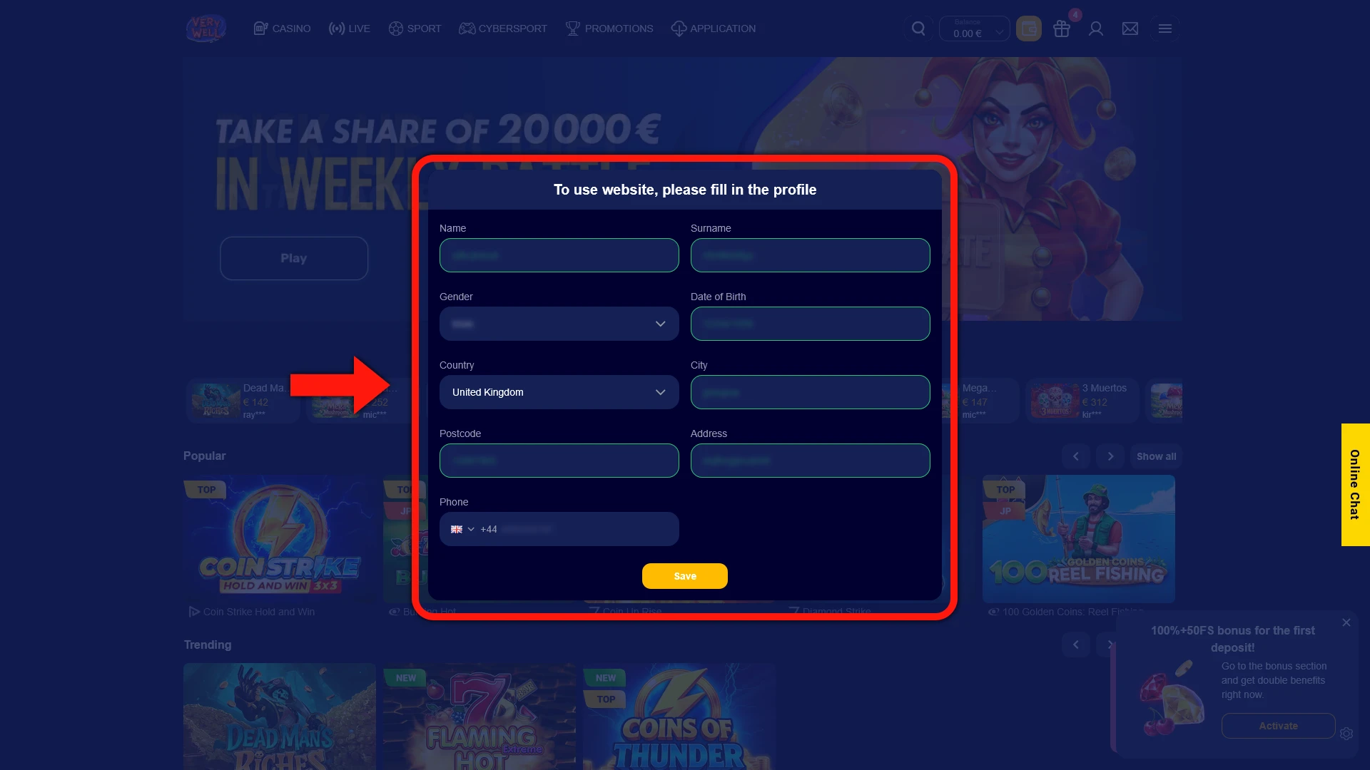 Enter your personal details to complete the VeryWell signup form.