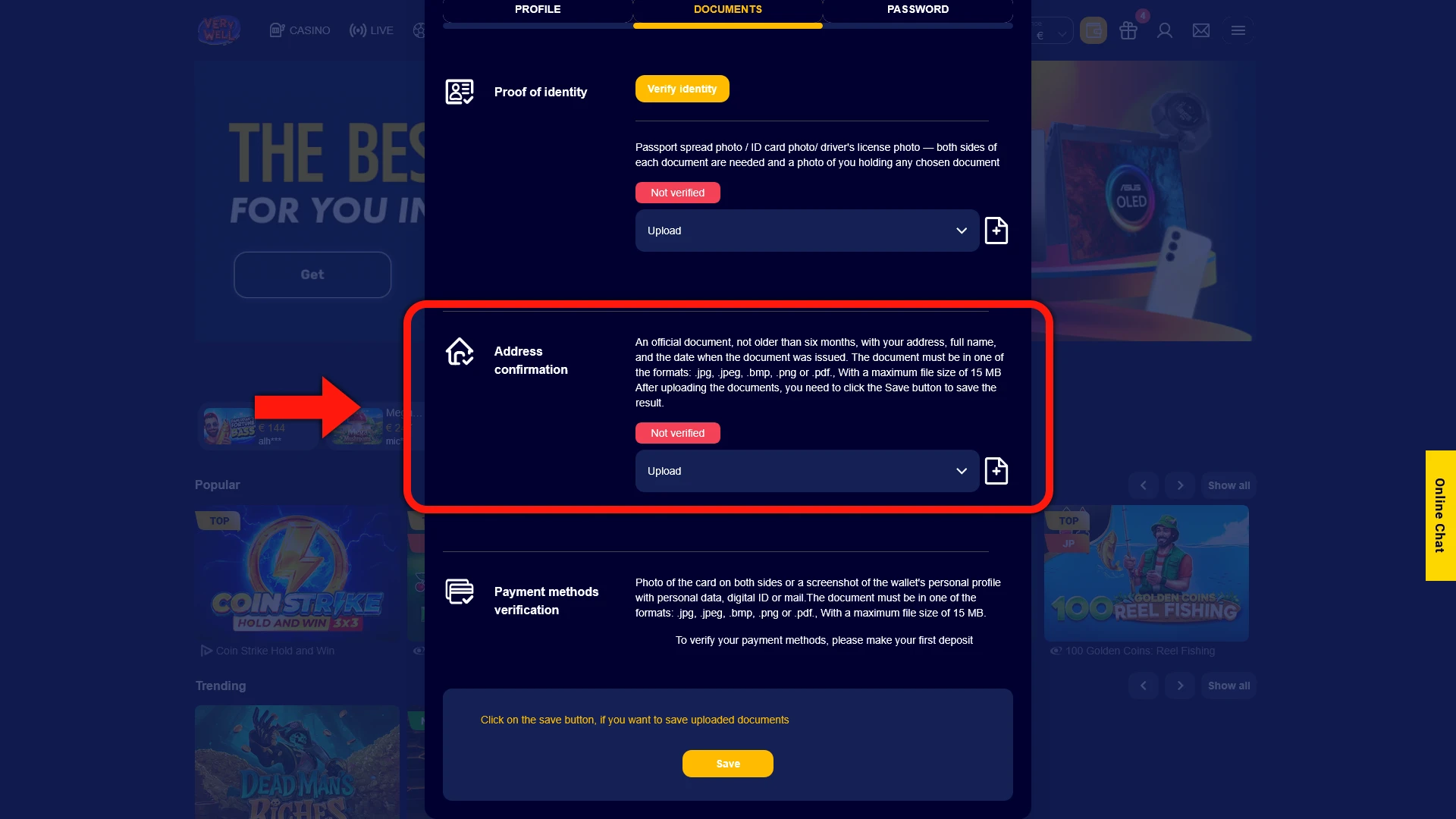 Confirm your address to complete the verification on the VeryWell website.