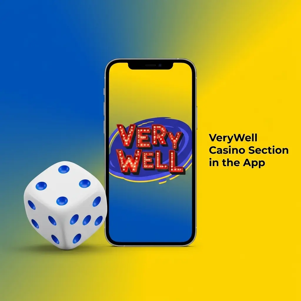 VeryWell Casino app lobby showing categorised game sections including slots, live casino, table games, and crash games