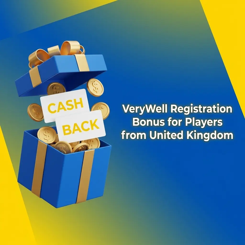 VeryWell Casino tiered welcome bonus table for UK players showing deposit amounts and bonus percentages with x45 wagering requirement