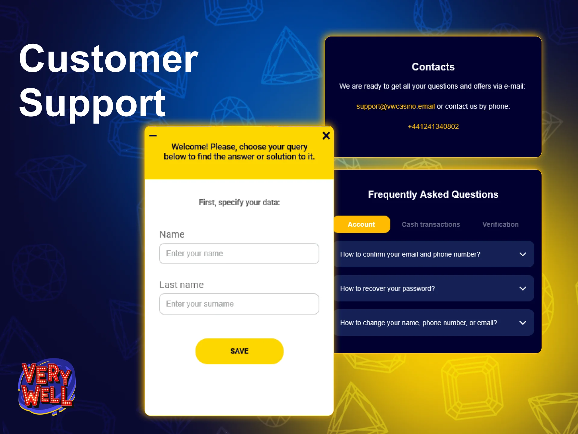 Contact VeryWell support for quick help with your withdrawal issues.